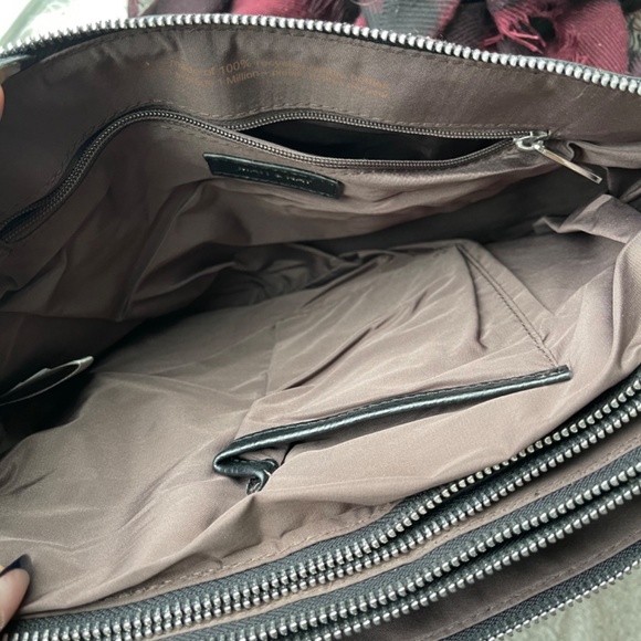 Black Matt & Nat Multi Compartment Purse with Silver Hardware - Picture 3 of 6